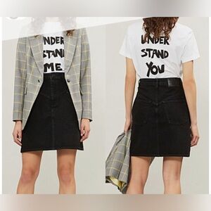 Sandro Zina High Rise Mini Denim Skirt Black Size 1 /Small